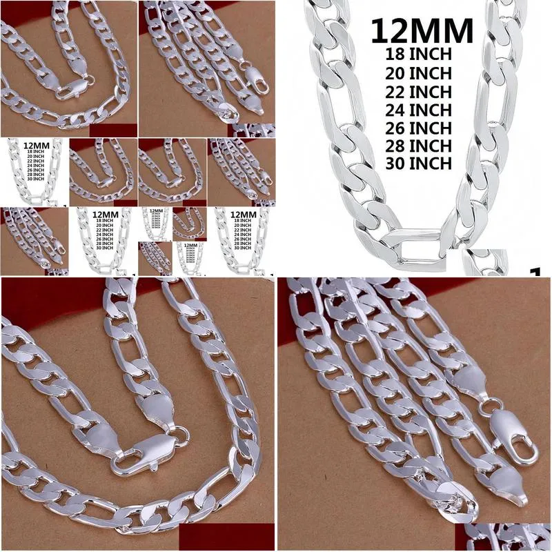 chains solid 925 sterling silver necklace for men classic 12mm cuban chain 1830 inches charm high quality fashion jewelry wedding