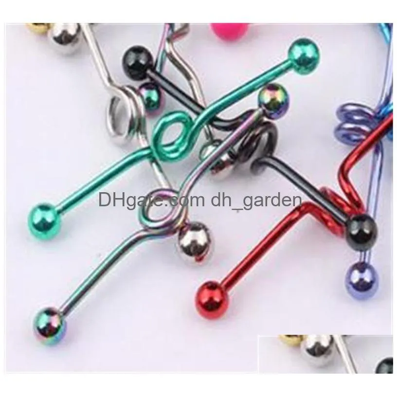 tongue bar t01 20pcs mix style mix color stainless steel industrial barbell tongue ring body piercing jewelry zvzna 588 t2