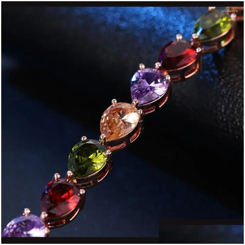 link bracelets bettyue colorful crystal for women cubic zircon waterdrop shape chains lucky jewelry bangle ornament in party