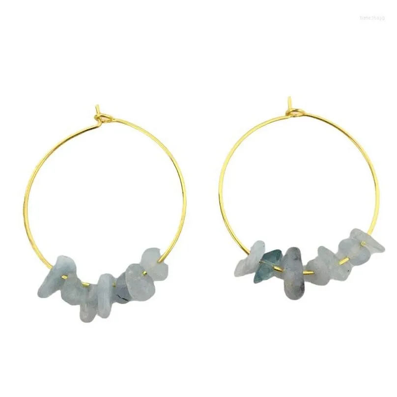 hoop earrings tumbled stone irregular chips drop for women healing crystal dangle with leverback hook