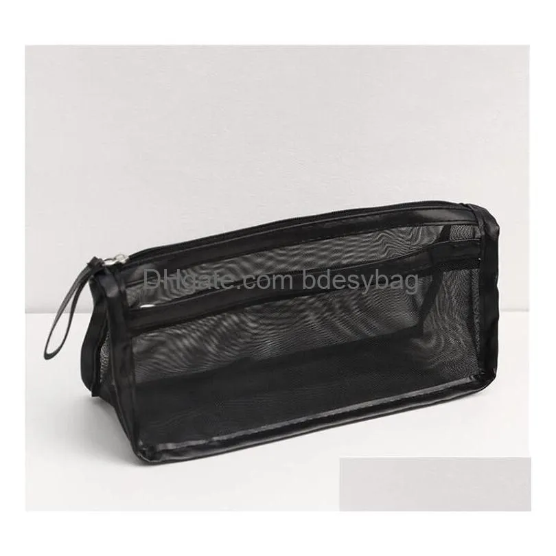 mesh pen bag zipper mesh pencil bags multifunctional makeup pouch purse travel accessories