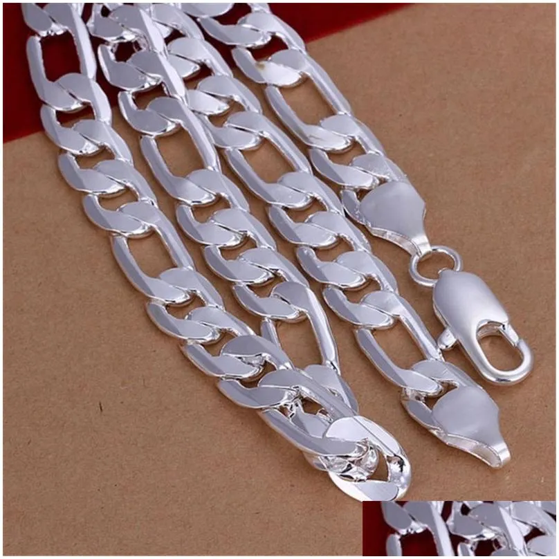 chains solid 925 sterling silver necklace for men classic 12mm cuban chain 1830 inches charm high quality fashion jewelry wedding