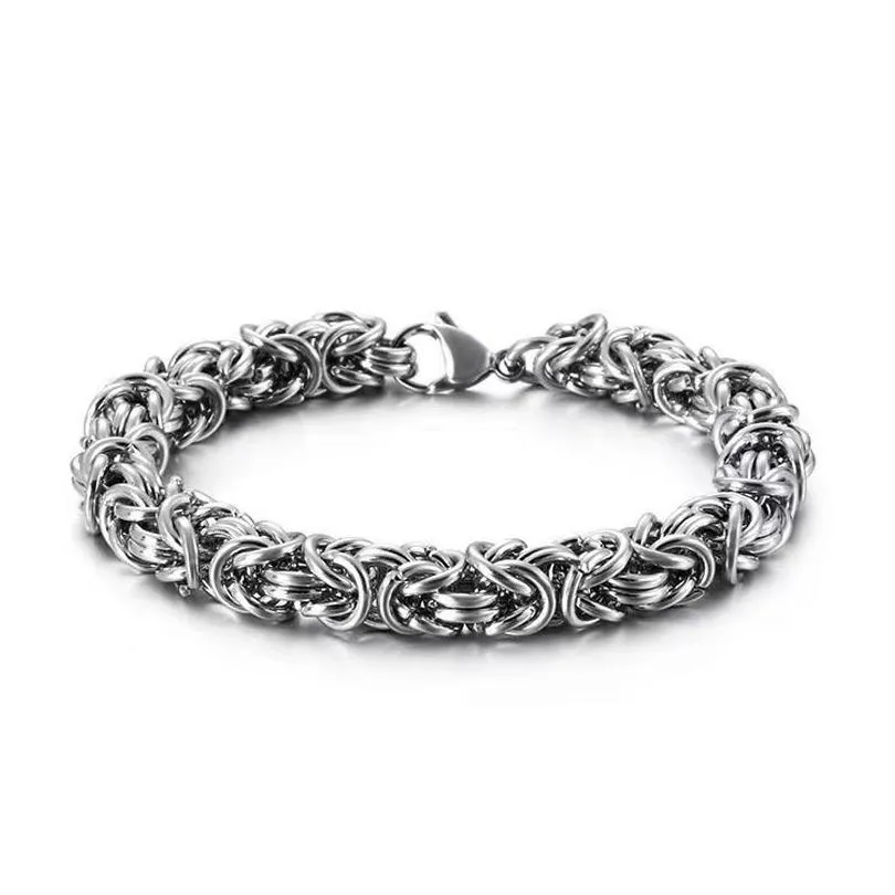link bracelets mens vintage handwoven lantern chain titanium steel bracelet with lobster buckle cool hip hop trend cuff jewelry