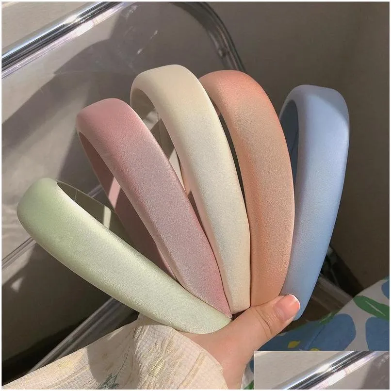 accessories thickened sponge high skull top hair hoop korean girl makaron satin color head spring hair wholesale