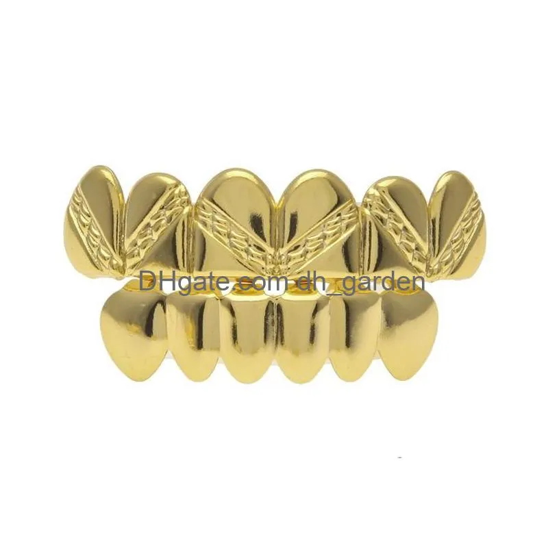 14k gold plated top bottom teeth grills hip hop men joker grill fake mouth grills for christmas costume 268 j2