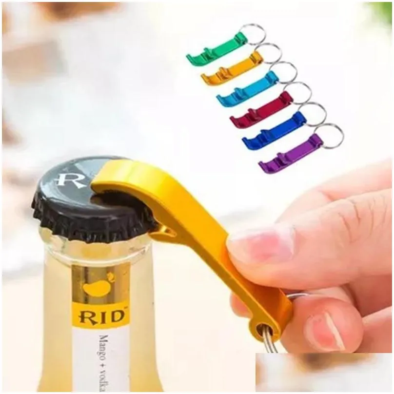 portable mini bottle opener keychain aluminum alloy beer bottle can openers creative key chain kitchen bar tool accessaries vt1932