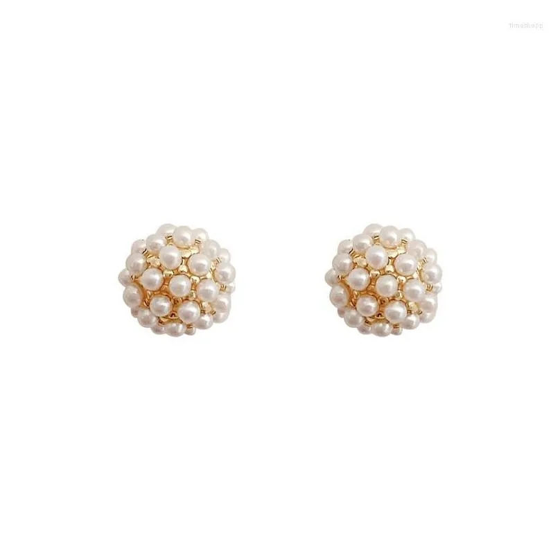 hoop earrings korea fashion round pearl stud for women gold color sweet accessories jewelry earstuds girls gift