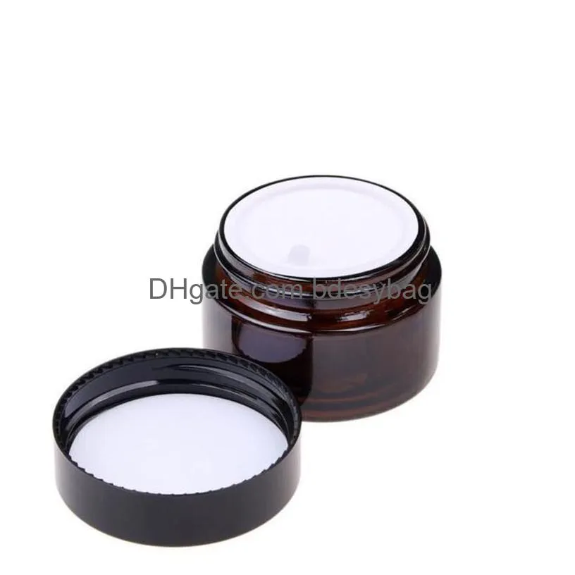 5g 10g 15g 20g 30g 50g amber glass jars cream bottle cosmetic sample container empty refillable pot with inner liners and black lids