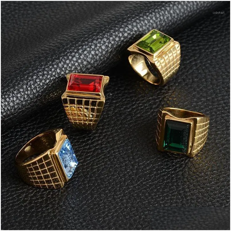 cluster rings high quality titanium stainless steel for men / woman birthstone colorful stone ring 24k gold color wedding 2021 1