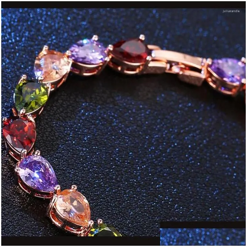 link bracelets bettyue colorful crystal for women cubic zircon waterdrop shape chains lucky jewelry bangle ornament in party