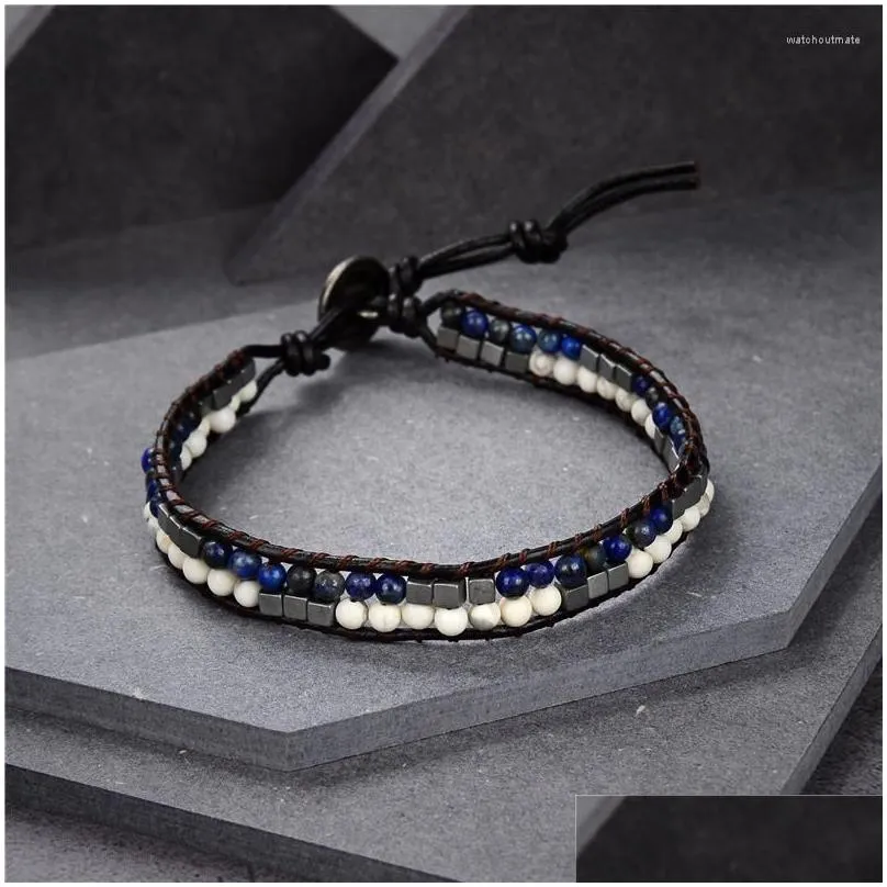 charm bracelets natural stone seed beads bracelet bangle braided hematite turquoises agat tiger eye lapis lazuli wristband jewels b450