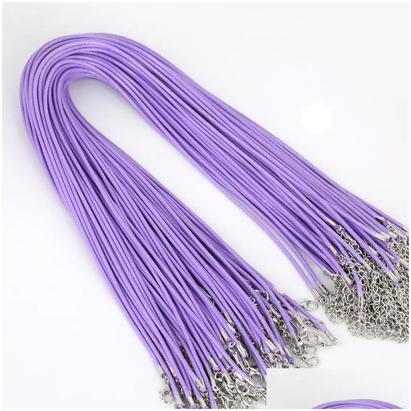 2mm colorful snake wax leather necklaces cord string rope wire extender chain fashion diy jewelry findings in bulk