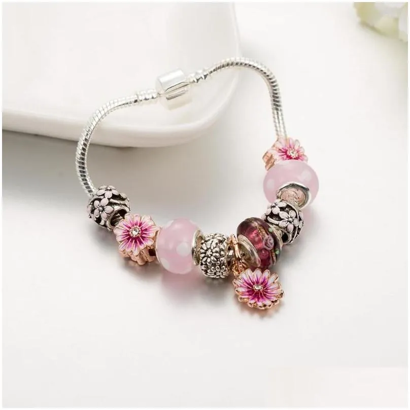 charm bracelets viovia 2022 daisy flowers design arrival beads of with butterfly for original bracelet jewelry b20010