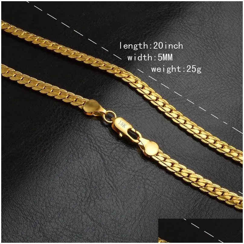 5mm 18k gold plated chains mens hiphop chain necklaces for women s fashion hip hop jewelry accessories party gift 1624 inches