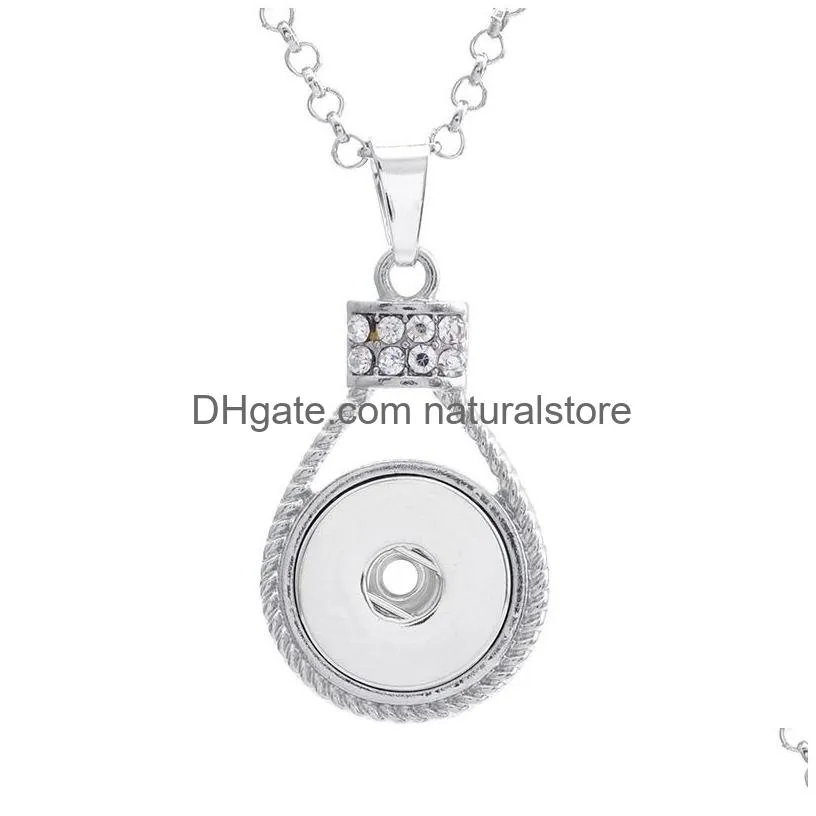 button noosa necklace metal ginger snap button jewelry pendants necklace with crystal chain button crystal pendants