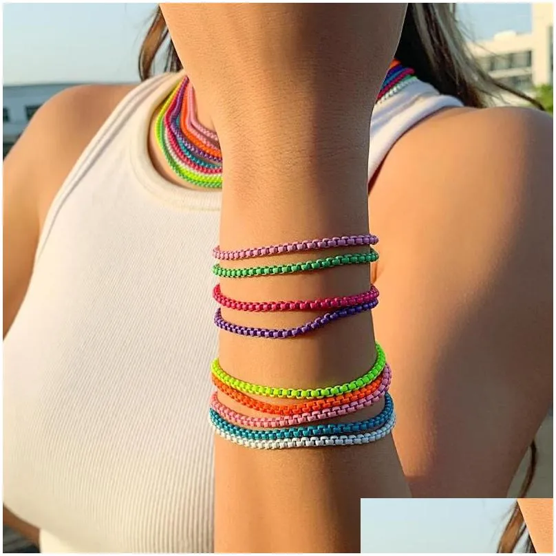 charm bracelets colorful matte dripping oil wristband for women 2022 boho rainbow enamel bracelet simple jewelry friendship