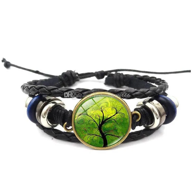 tree of life glass cabochon bracelet multilayer wrap bracelet bangle cuff wristband luxury designer jewelry women bracelets charm