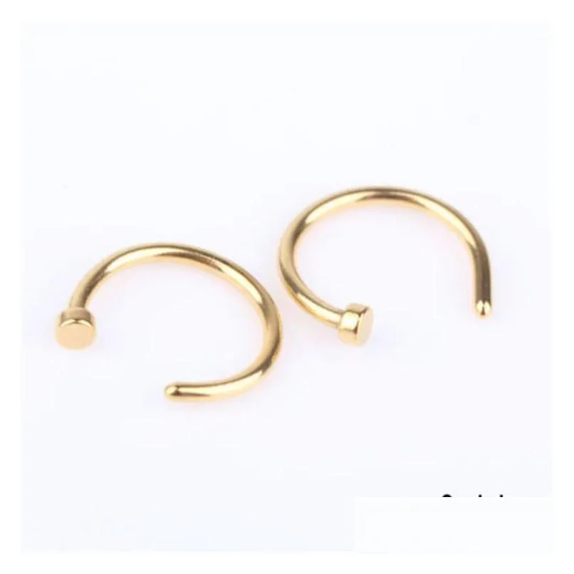 316l stainless steel nose rings body piercing jewelry fashion women open hoop nose rings earring studs non piercing rings