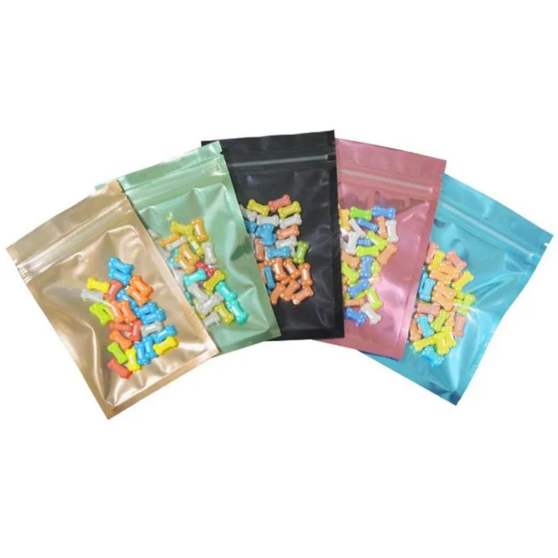 colorful mylar foil clear plastic zip lock bag self seal flat zipper reclosable tear notch food coffee storage pouches