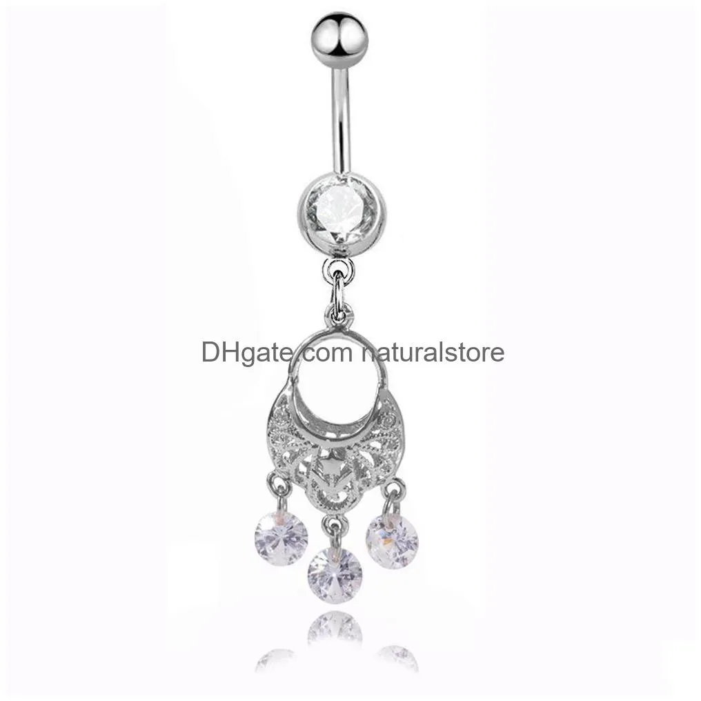 sexy wasit belly dance crystal body jewelry stainless steel rhinestone navel bell button piercing dangle rings for women pendant rose