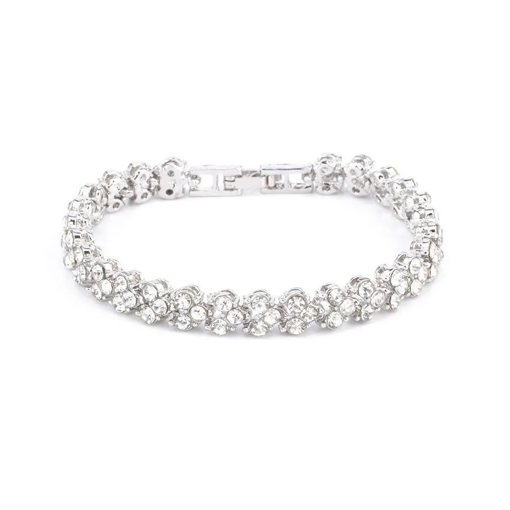 luxury crystal tennis bracelet for women bling white rhinestone gold silver rose gold chains bangle fashion wedding jewelry gift