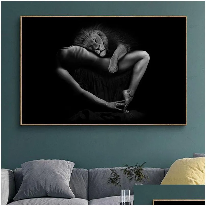 paintings black and white  heart with nude woman pictures sexy body canvas painting wall art fashion posters for living room
