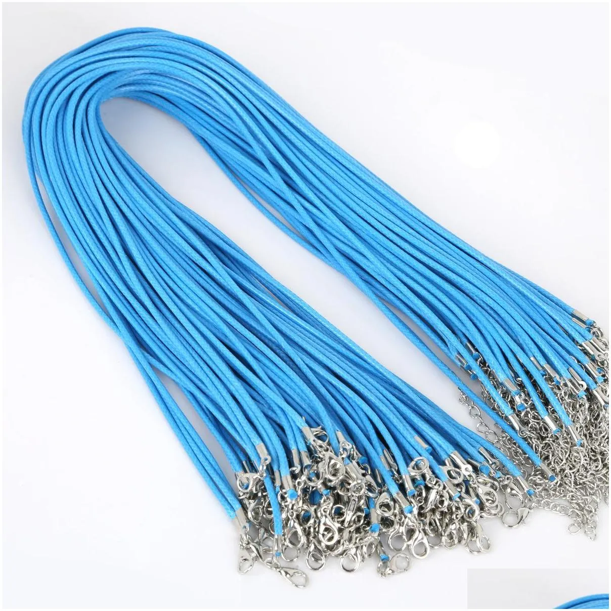 1.5mm 2mm wax leather beading necklace cord string snake rope wire lobster clasp chain fashion diy jewelry components in bulk 45cmadd5cm