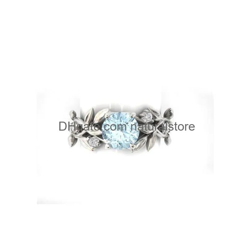 wedding crystal silver color rings vine leaf design engagement cubic zircon ring fashion bijoux for women ladies jewelry gifts