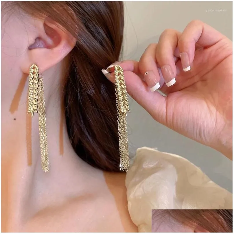 dangle earrings 2022 unique design golden wheat ear tassel women personality fashion simple wedding jewelry birthday gifts
