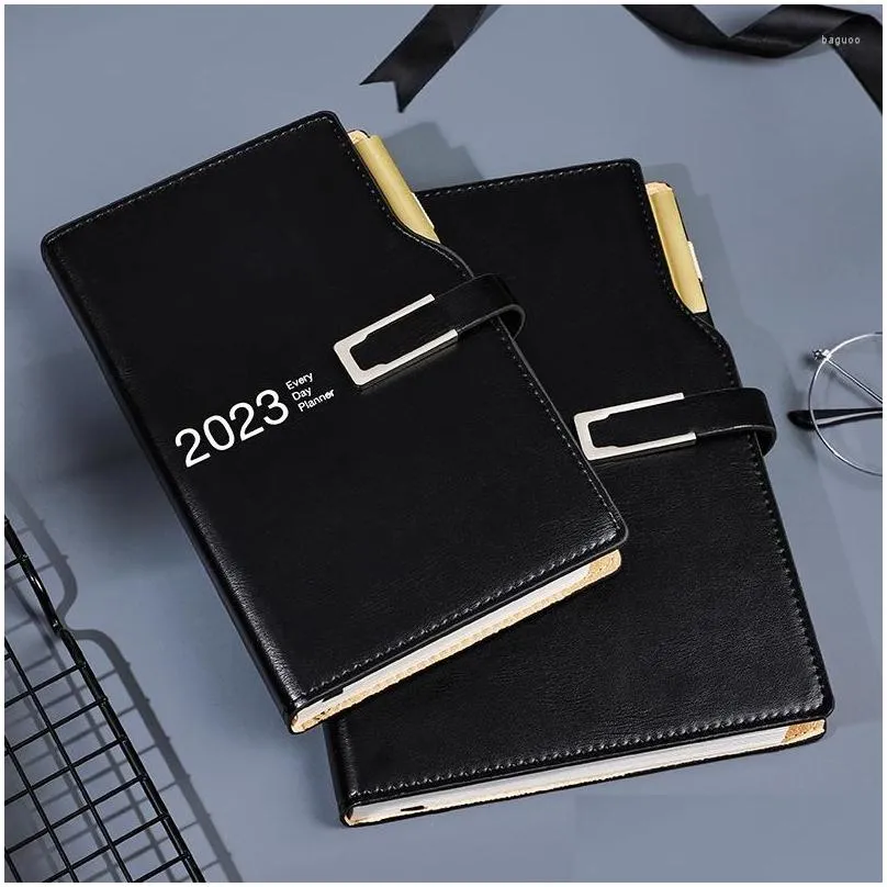 planner book a5/a6 schedule agenda year/month/day plan notebook with 2in1 signing pen stationery cuadernos magnetic buckle