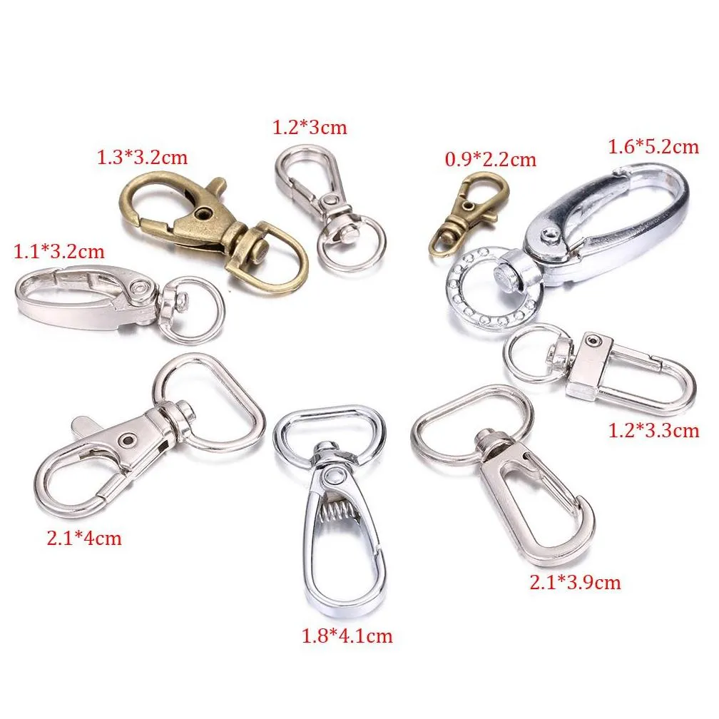 10pcs/ lot keychain lobster swivel clasps for key ring metal keychain hook craft key rings diy key chain accessories