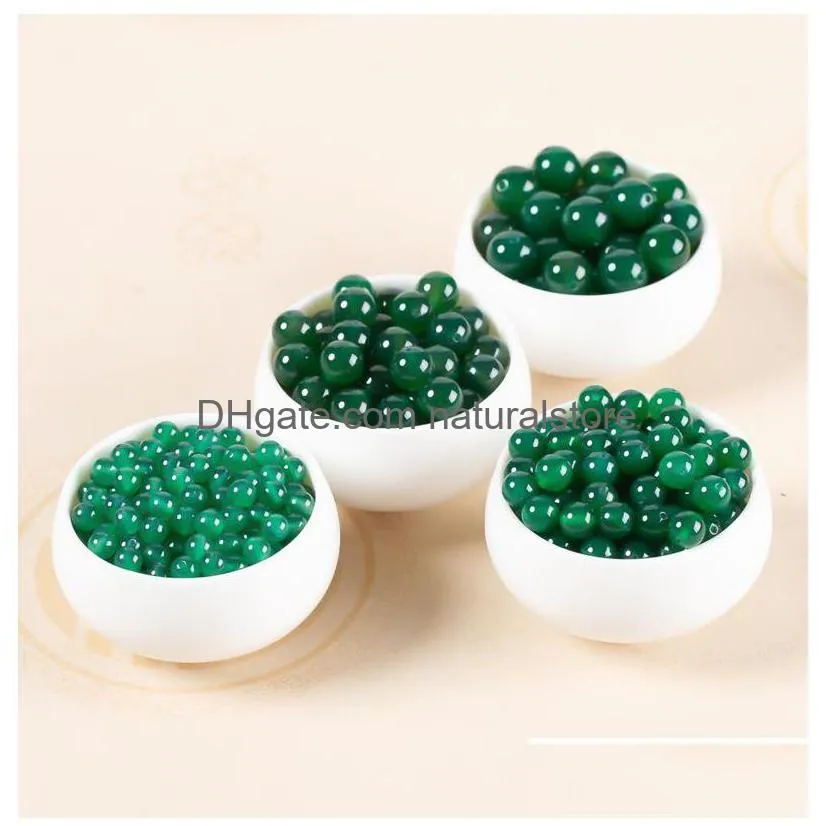 416mm small big diy with hole round circle agate loose beads for diy bracelet necklace jewelry making bead green color