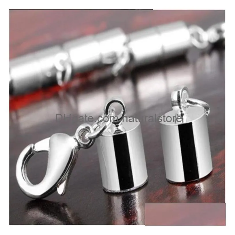 newest silver/gold plated magnetic magnet necklace clasps cylinder shaped clasps for necklace bracelet jewelry diy