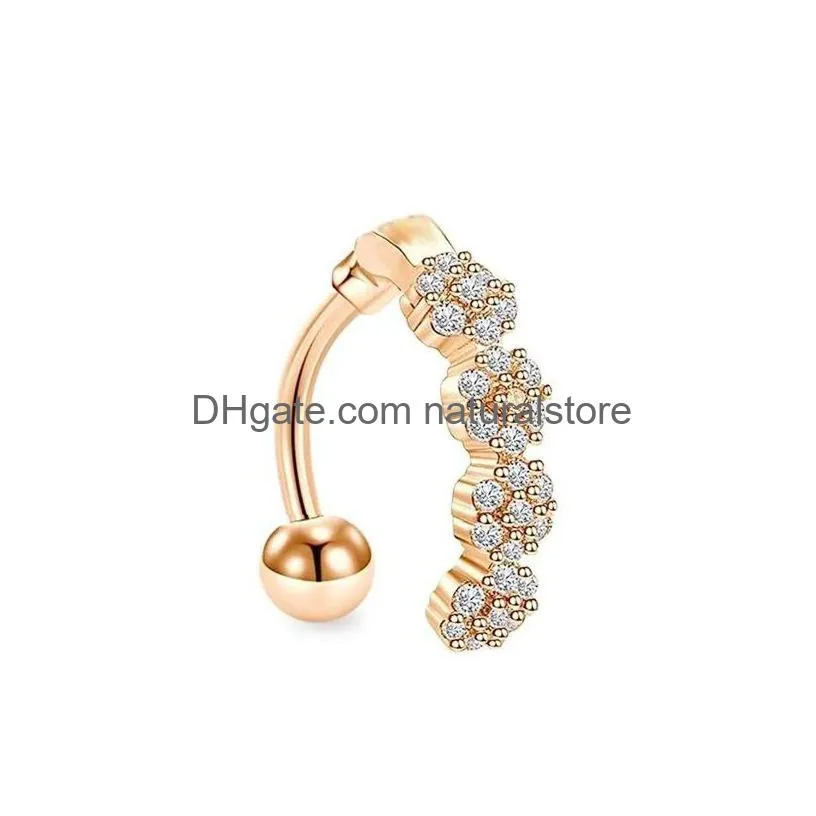 rose gold silver color crystal navel piercing bell button rings surgical stainless steel for women fashion summer beach party