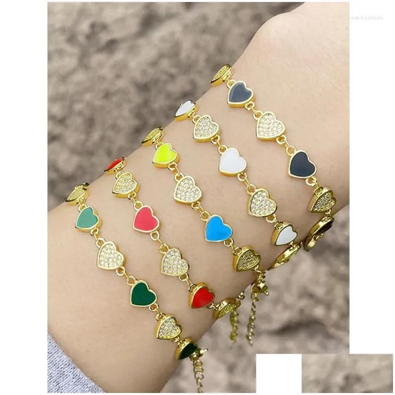 charm bracelets oil love fashion color bronze diamond drip bracelet for women colorful pulseras mujer sweet style bijoux femme