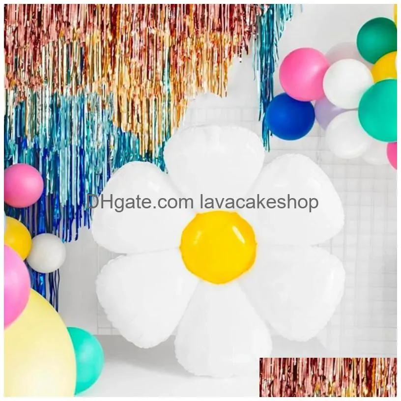 party decoration 1pc white daisy flower helium balloons sunflower toy baby shower ins po props wedding birthday decorations