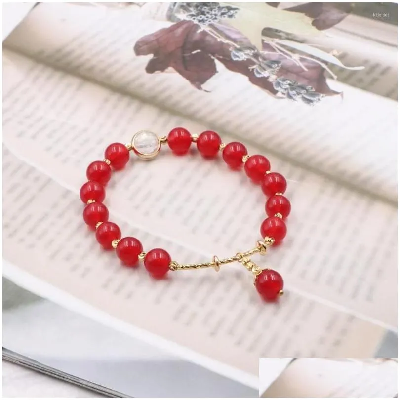 charm bracelets temperament women bracelet natural stone crystal beads bangles jades wrap simple gifts wrist jewelry 7.5 b305