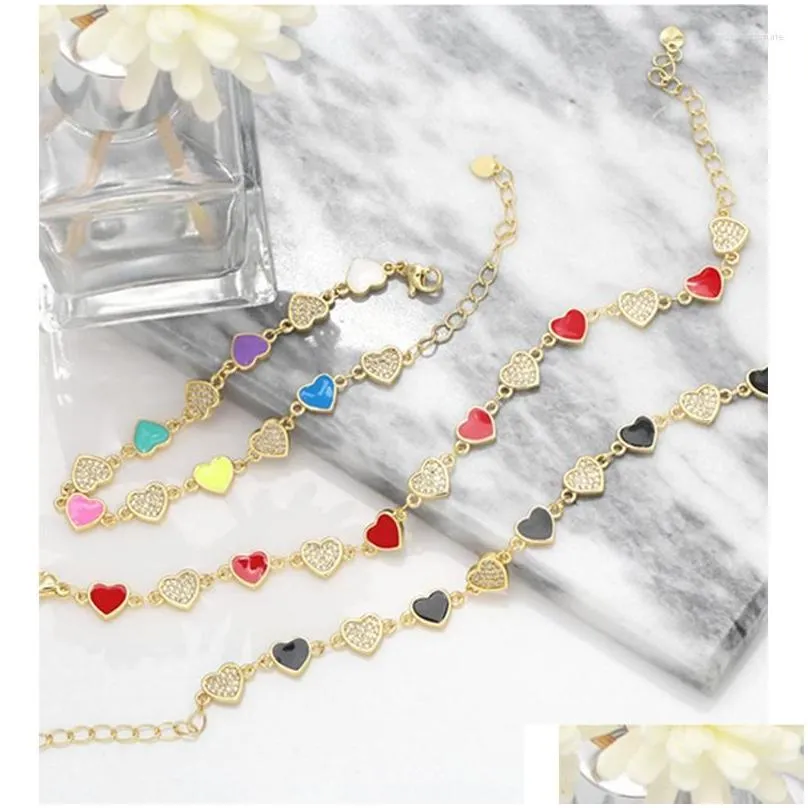 charm bracelets oil love fashion color bronze diamond drip bracelet for women colorful pulseras mujer sweet style bijoux femme