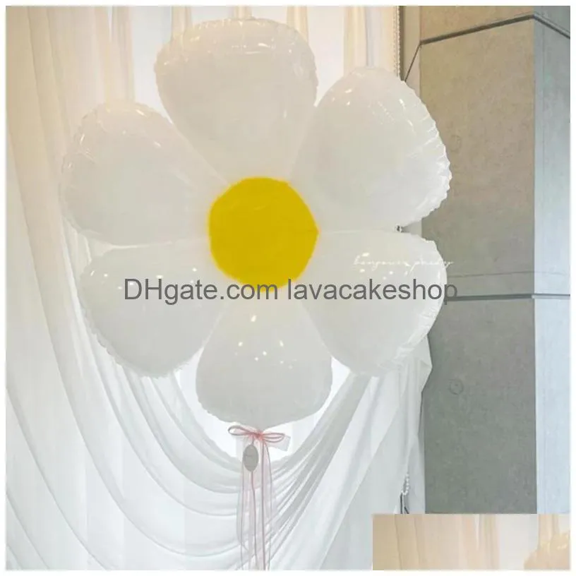 party decoration 1pc white daisy flower helium balloons sunflower toy baby shower ins po props wedding birthday decorations