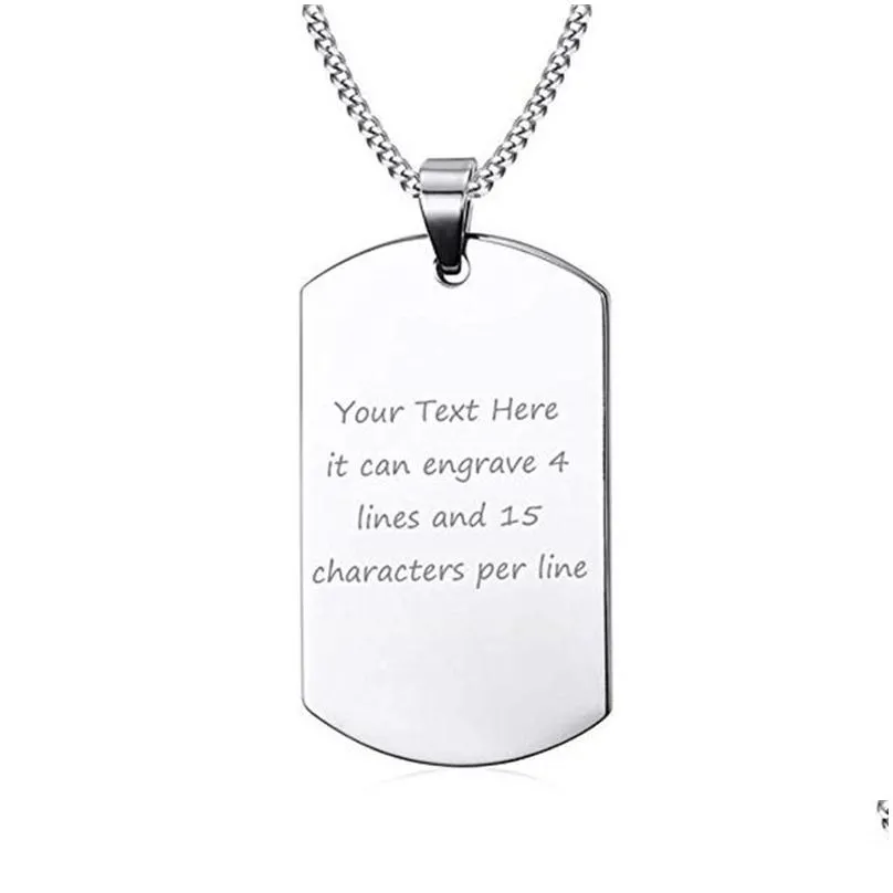 stainless steel personalized engraved jewelry tag charm blank dog tag military pendant charm for necklace keychain diy polished