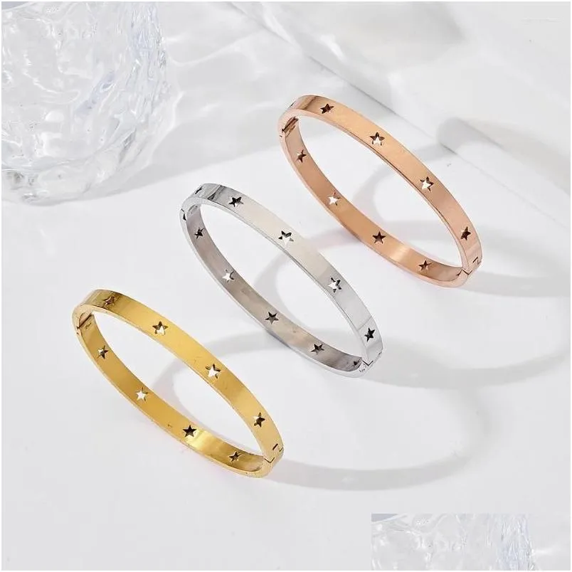charm bracelets ins fashion star hollow titanium steel bracelet for women men hip hop simple stainless unisex wrist jewelry gift