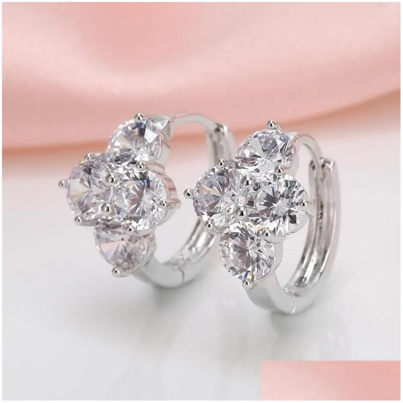 stud earrings 2022 fine jewelry women flower pattern ladies earings joyas de plata eh1038
