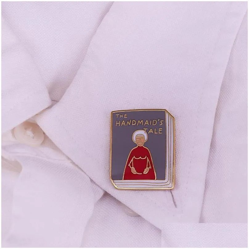 pins brooches the handmaids tale enamel pin novel by margaret atwood literature bookworm badge feminist flair addition
