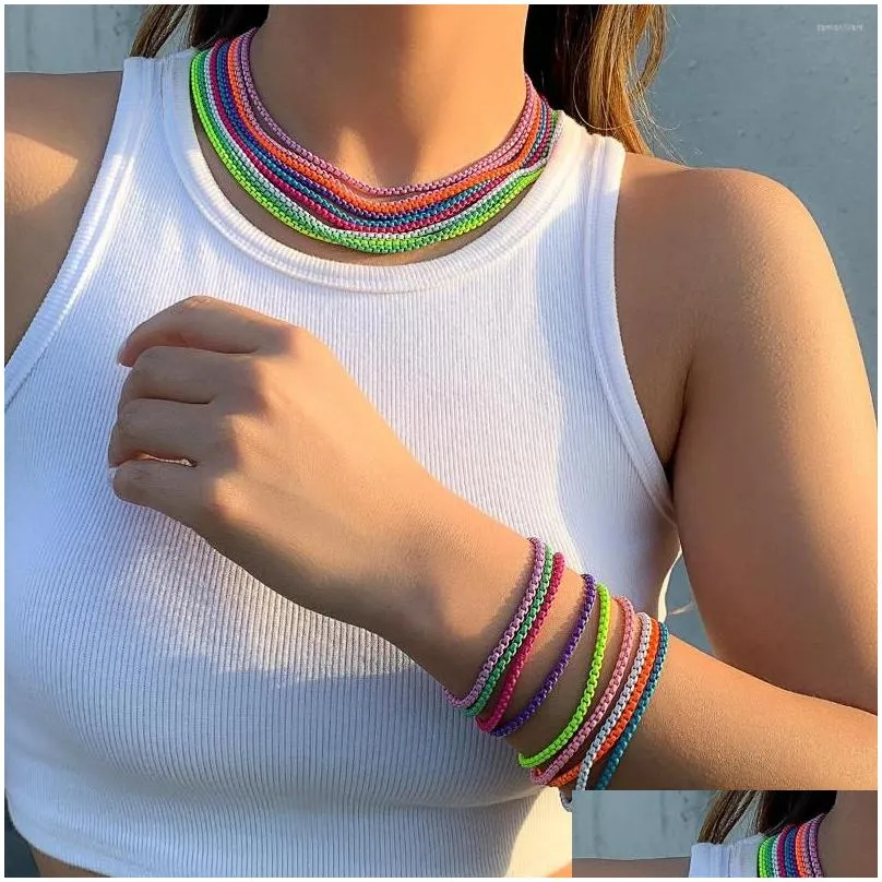 charm bracelets colorful matte dripping oil wristband for women 2022 boho rainbow enamel bracelet simple jewelry friendship
