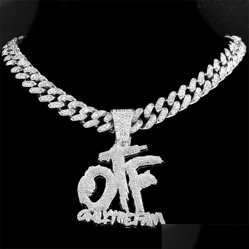 pendant necklaces hip hop cubic zircon only the family with 13mm iced out bling lock  cuban chain necklace droppendant