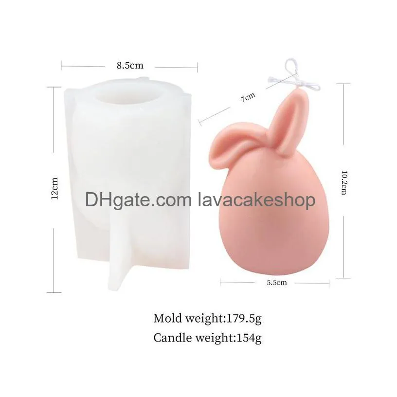 holiday decorations eggshell candle mold silicone rabbit resin mould making animal plaster chocolate baking tools supplies 220531