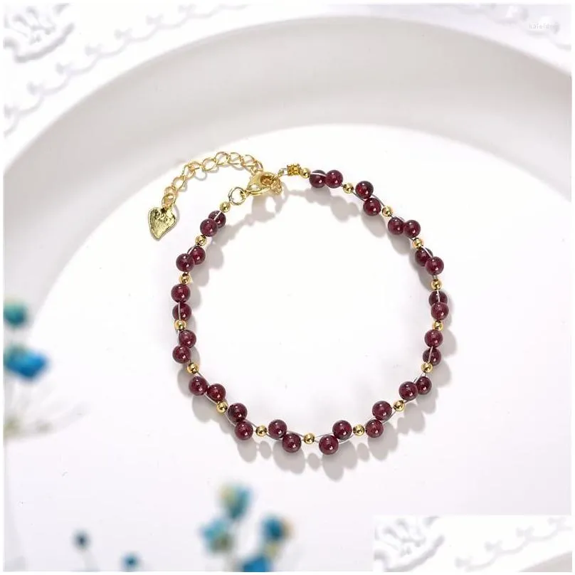 charm bracelets natural garnet bracelet for women handmade 4mm crystal bangle lucky color fashion jewelry wristband gifts b429