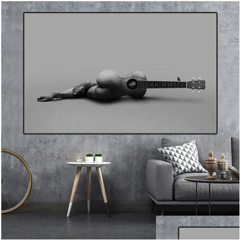 paintings black and white  heart with nude woman pictures sexy body canvas painting wall art fashion posters for living room