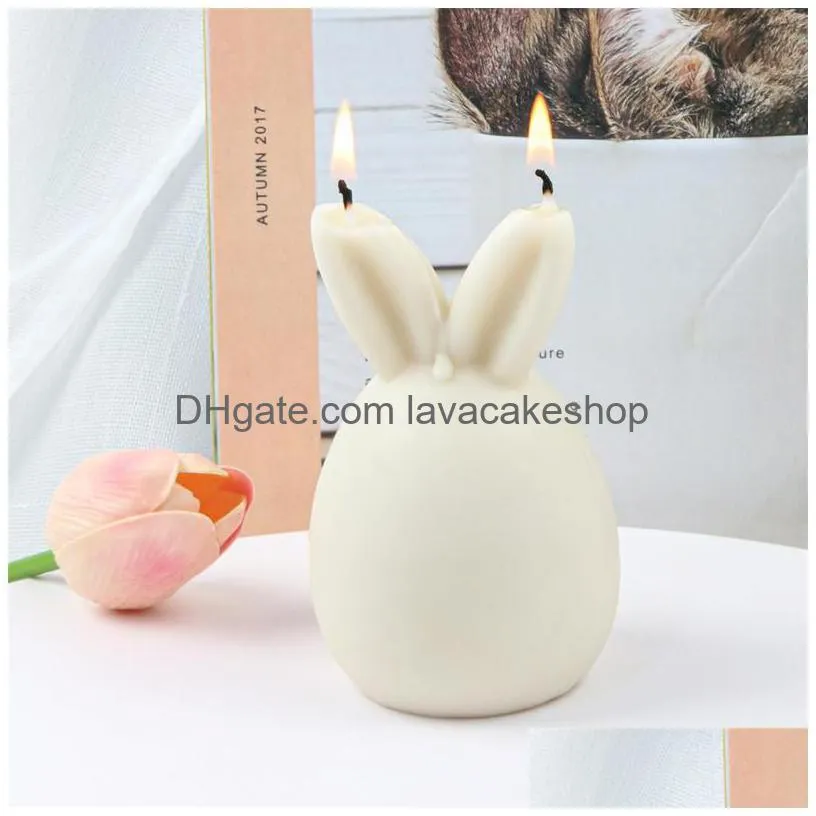 holiday decorations eggshell candle mold silicone rabbit resin mould making animal plaster chocolate baking tools supplies 220531