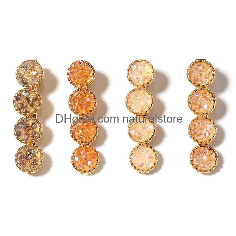 cute flower round crystal hair clips barrettes hair pins for women lady fashion jewelry accessories dancing party hairpin